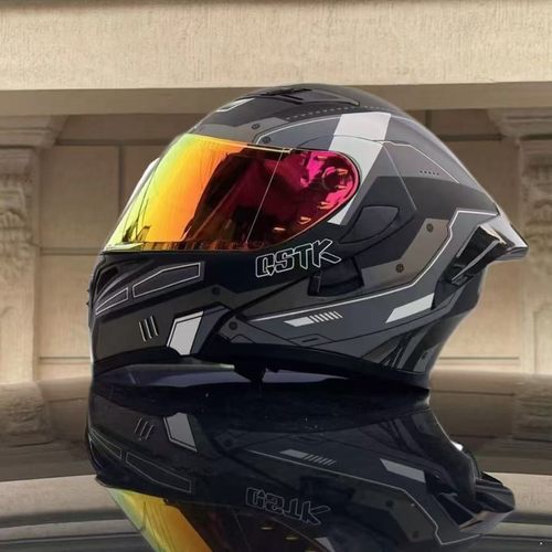 QSTK新款70大码大头围揭面盔摩托车头盔3C认证双镜四季