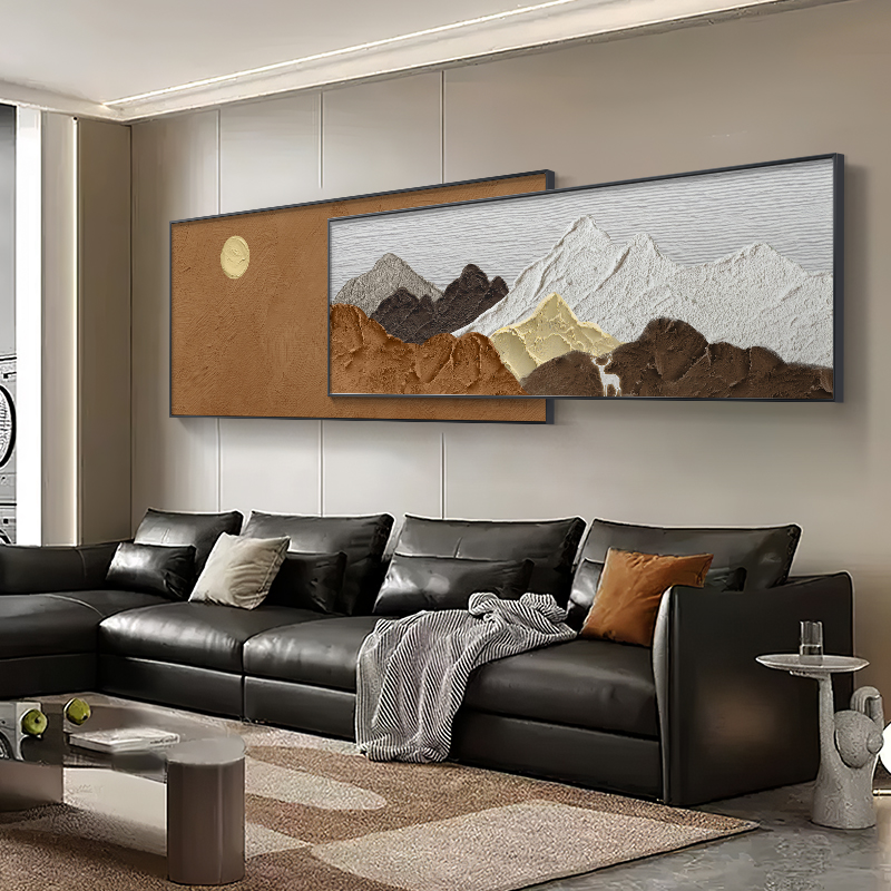 现代简约客厅挂画肌理高级感抽象叠加画靠山沙发背景墙墙壁装饰画