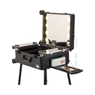 化妆箱专业跟妆师化妆师专用彩妆收纳化妆箱行李箱带灯镜支架