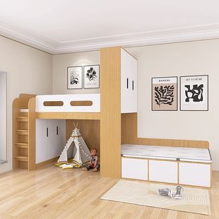 互不干扰双人床衣柜一体隔断床小户型床箱式储物卧室家具组合