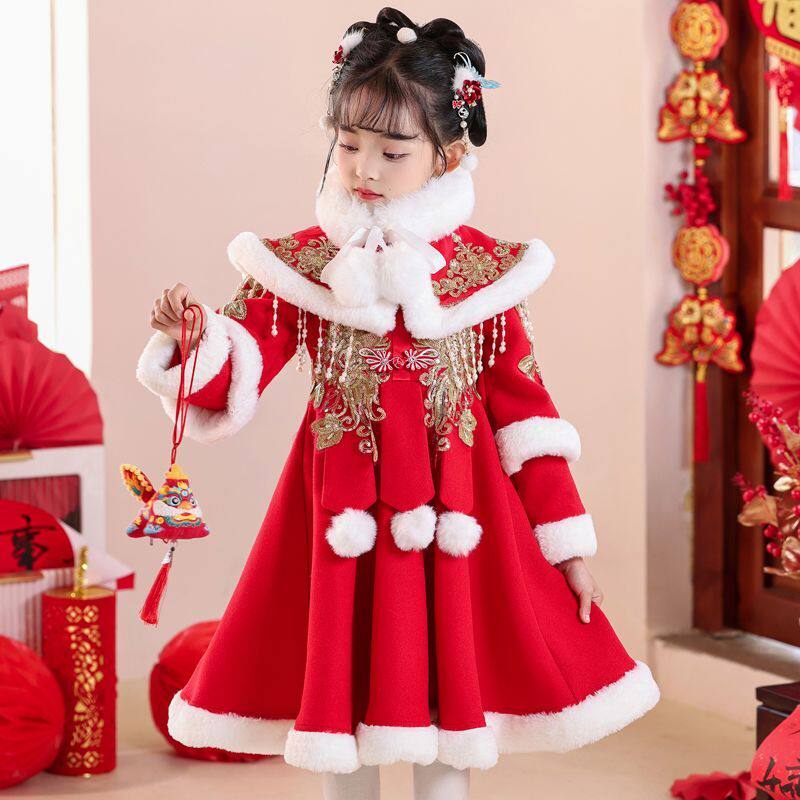 汉服女童冬季加绒加厚新款中国风旗袍裙3到6岁儿童宝宝新年拜年服,童装/婴儿装/亲子装,汉服,淘宝优惠券,粉丝福利购,淘宝优惠卷