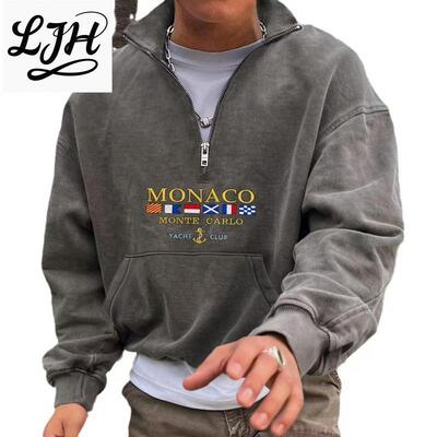 New Men's Monaco Yacht Club Sweatshirt Casual V neck