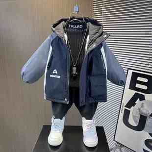 宝宝棉服冬装2025新款男童加绒棉衣外套洋气儿童秋冬季帅气派克服