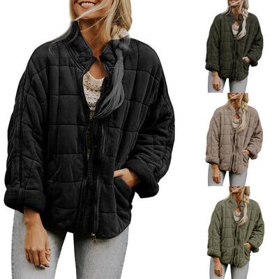 Womens Dolman Lightweight Quilted Jackets Zip Up Long