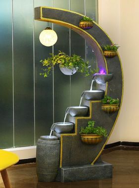 欧式流水喷泉月上柳梢摆件办公室客厅玄关别墅阳台庭院装饰品景观