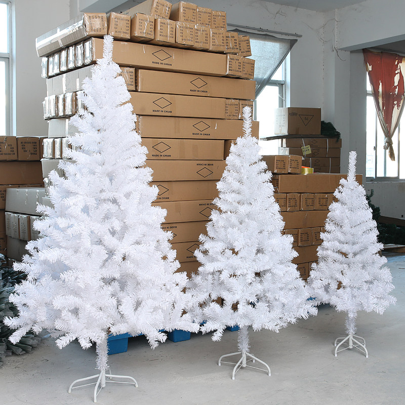 圣诞树白色加密仿真1.5m/1.8/2.1/2.4米裸树加密豪华商场装饰
