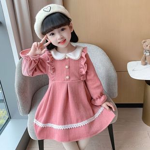 中小童冬季连衣裙韩版女孩冬装过年宝宝拜年服儿童秋季连衣裙