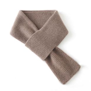 小尺寸羊绒围巾秋冬新款100%纯山羊绒穿孔小围巾加厚保暖针织短款