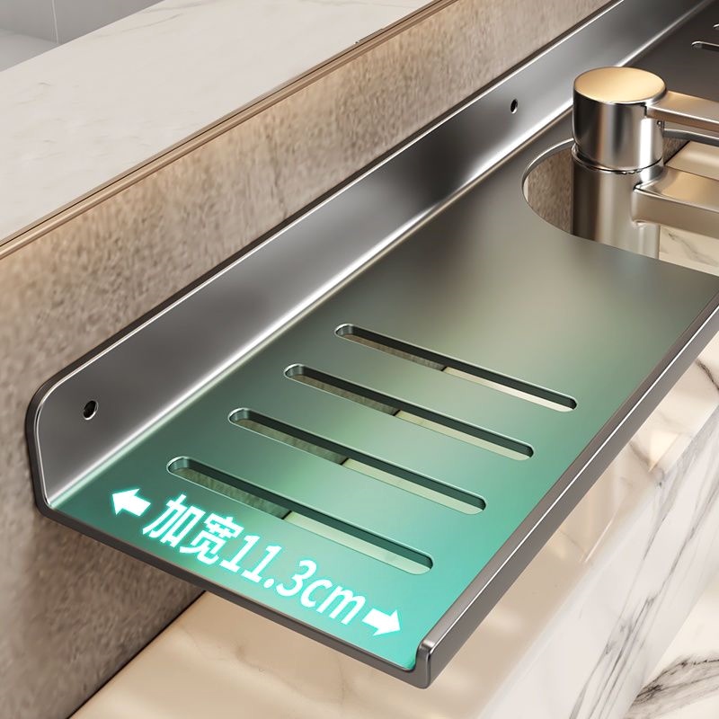 卫生间镜前置物架浴室厕所洗漱台壁挂免打孔水龙头洗手间收纳架子