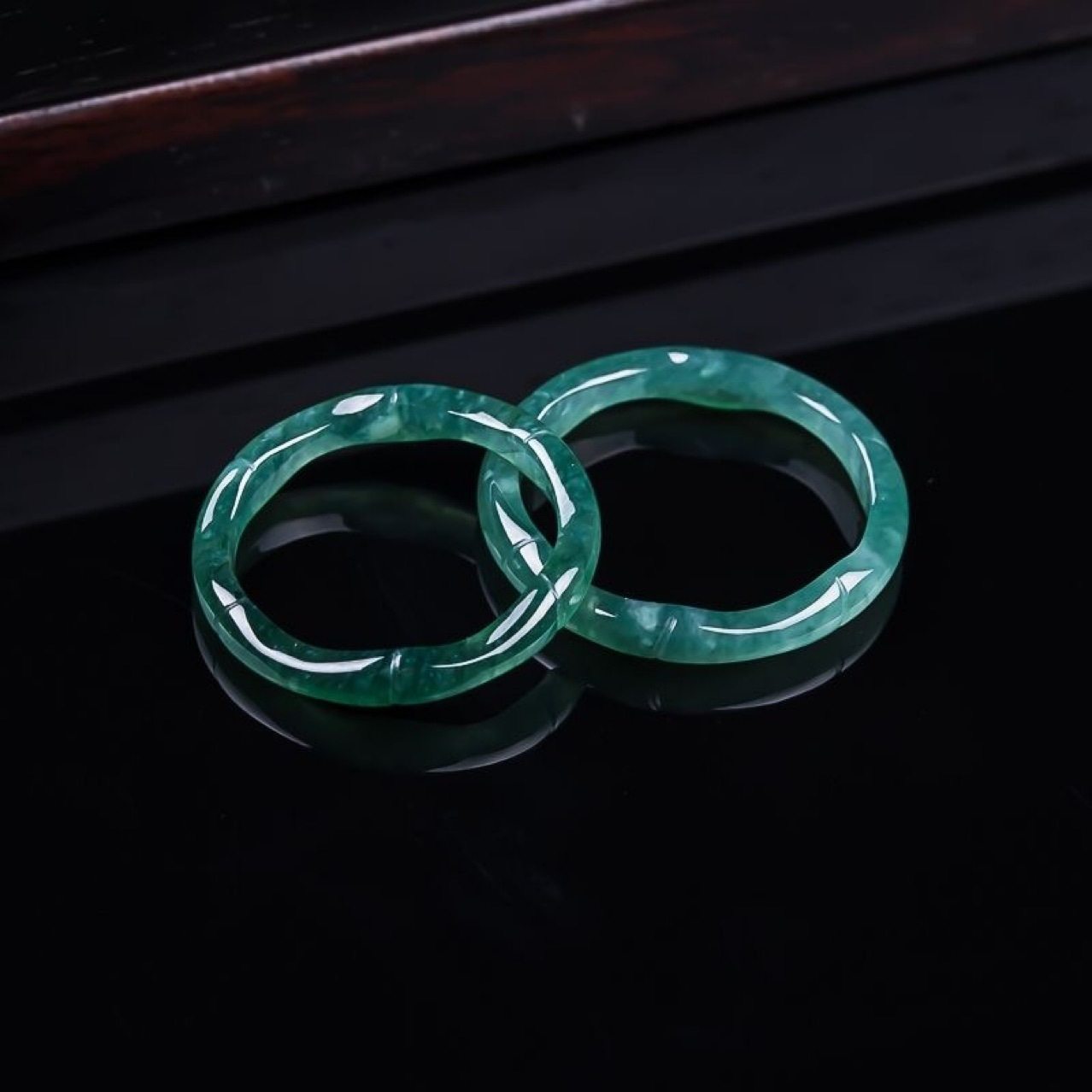 天然A货翡翠蓝水竹节戒指节节高升立体冰种玉石女款玉指环个性