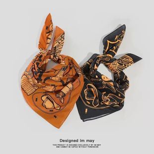 西部牛仔穿搭棉质小方巾系脖美式复古头巾阿美咔叽领巾机车裤巾男