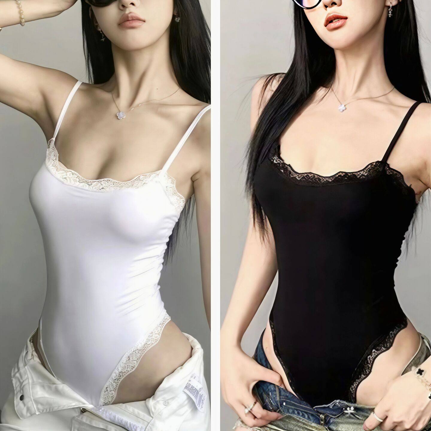 （现货）美式同款纯欲风辣妹性感修身吊带连体衣女蕾丝拼接打底衫,女装/女士精品,连体衣/裤,淘宝优惠券,粉丝福利购,淘宝优惠卷