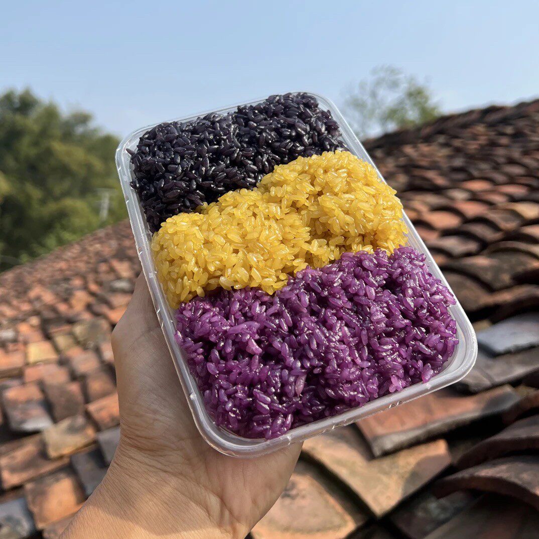 三色糯米饭植物染色真空发货广西壮乡风味熟食即食早餐