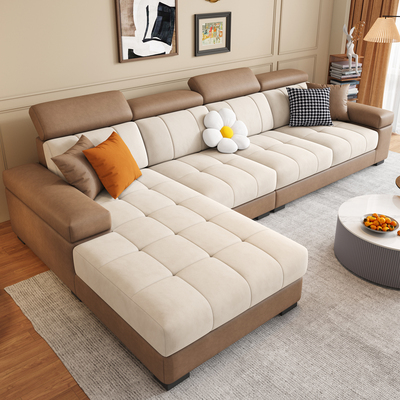 全友家居佛山家具2025新款棉麻布艺沙发客厅北欧简约现代贵妃猫抓