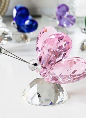 蝴蝶元素礼物水晶小蝴蝶摆件店面柜台装饰品摆设酒柜客厅办公室家