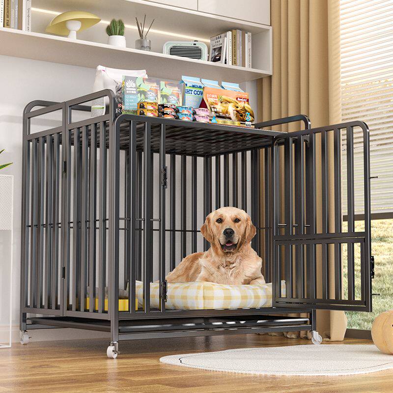 全管狗笼子折叠大型犬中型犬带厕所分离室内金毛拉布拉多大号狗笼