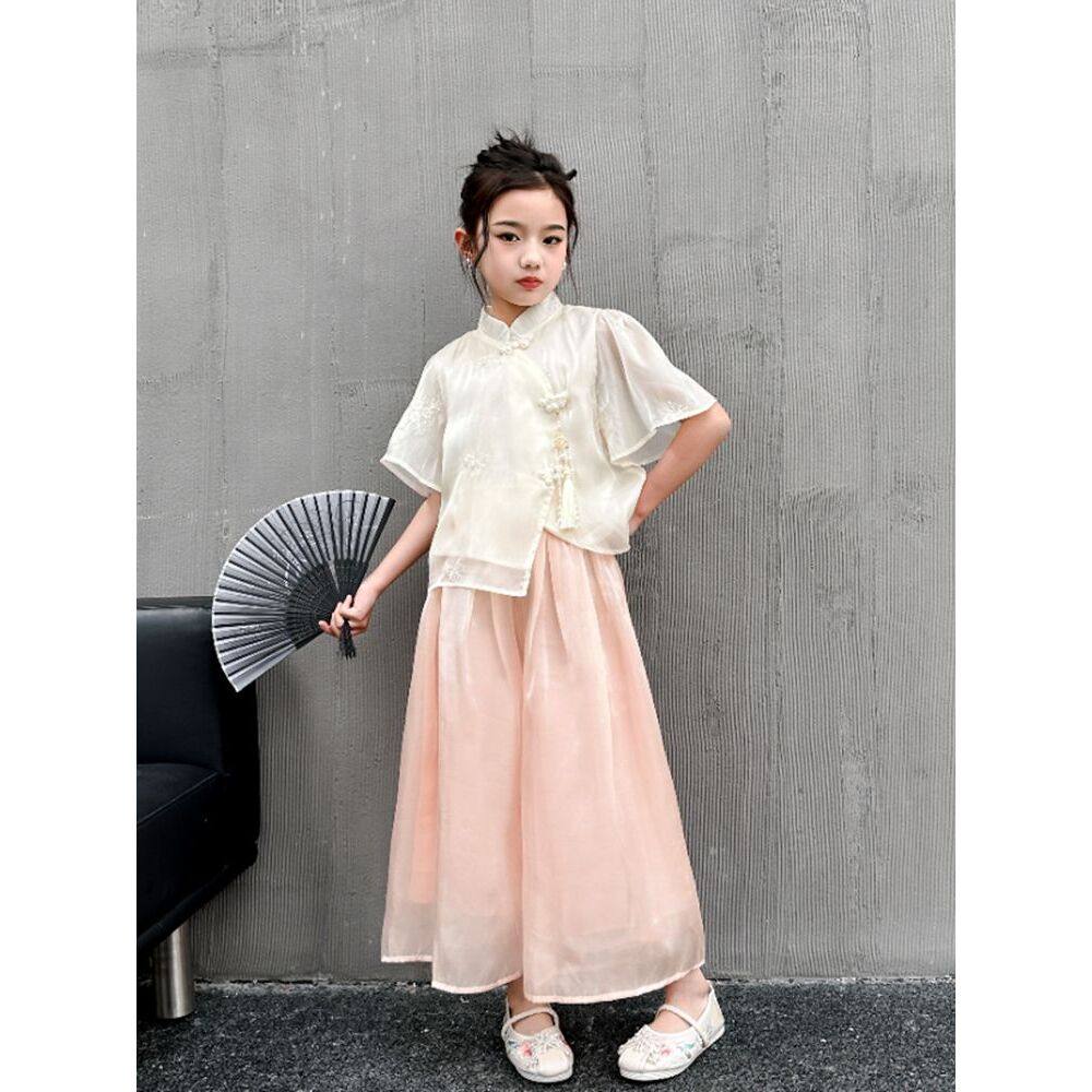 汉服女童夏装2024新款大童装夏季短袖古风新中式套装儿童国风唐装,童装/婴儿装/亲子装,套装,淘宝优惠券,粉丝福利购,淘宝优惠卷