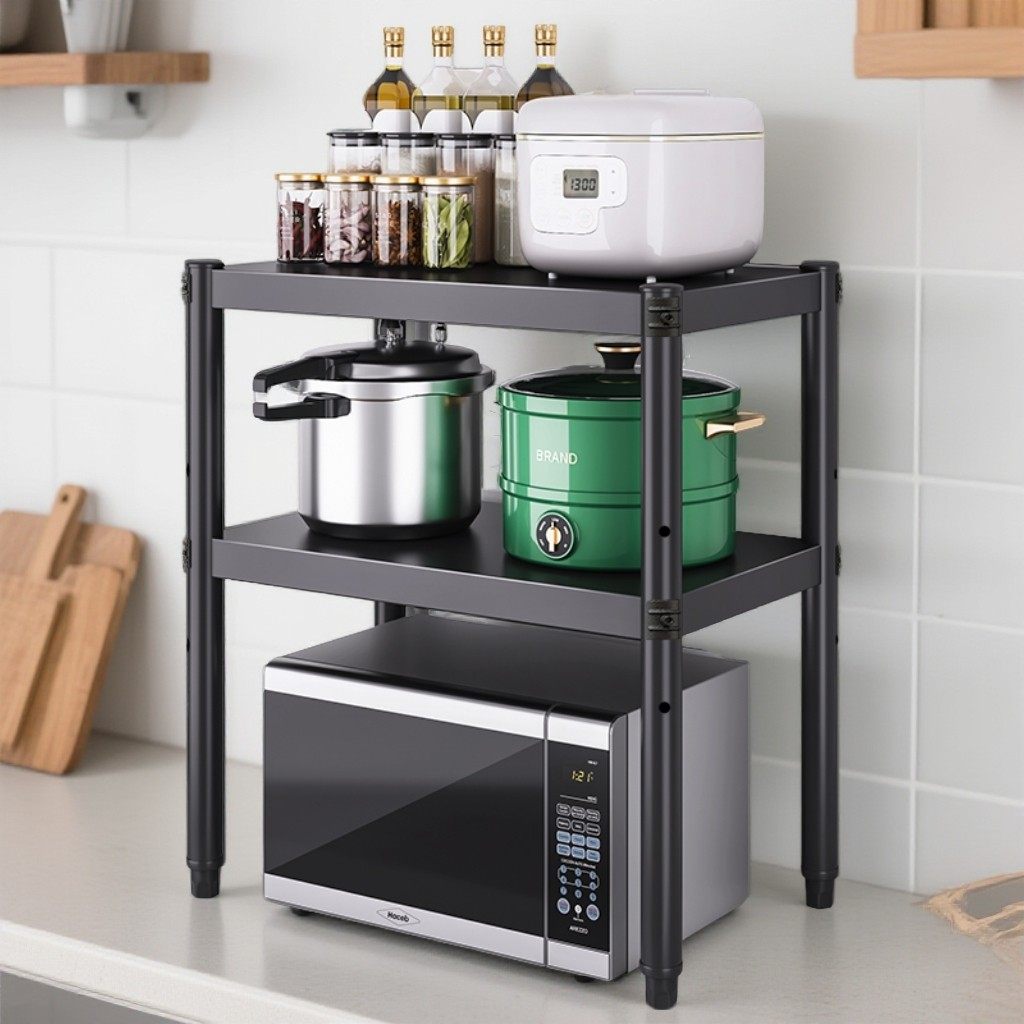 两层厨房置物架台面调料瓶架子微波炉架烤箱多层架置物架收纳架