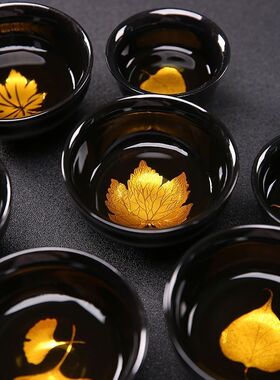 木叶天目盏茶盏主人杯木叶盏功夫茶杯陶瓷建盏品茗杯茶碗单杯茶具