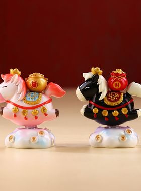 2026马年装饰招财小马摆件工位黑马桌面马到成功马上有钱新年礼物