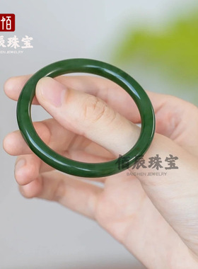 外蒙料手镯绿色手镯外蒙碧玉镯子细条圆条女款玉手镯手链厂家