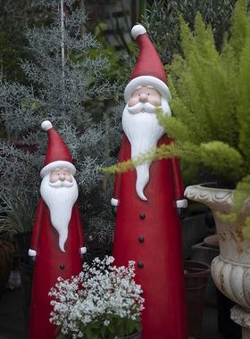 圣诞节装饰礼物户外圣装饰圣诞老人摆件小矮人栽造景摆件花园摆件