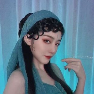 青蛇白蛇头饰衣服古装发饰小青发髻刘海鬓角假发头巾麻花包抖音同