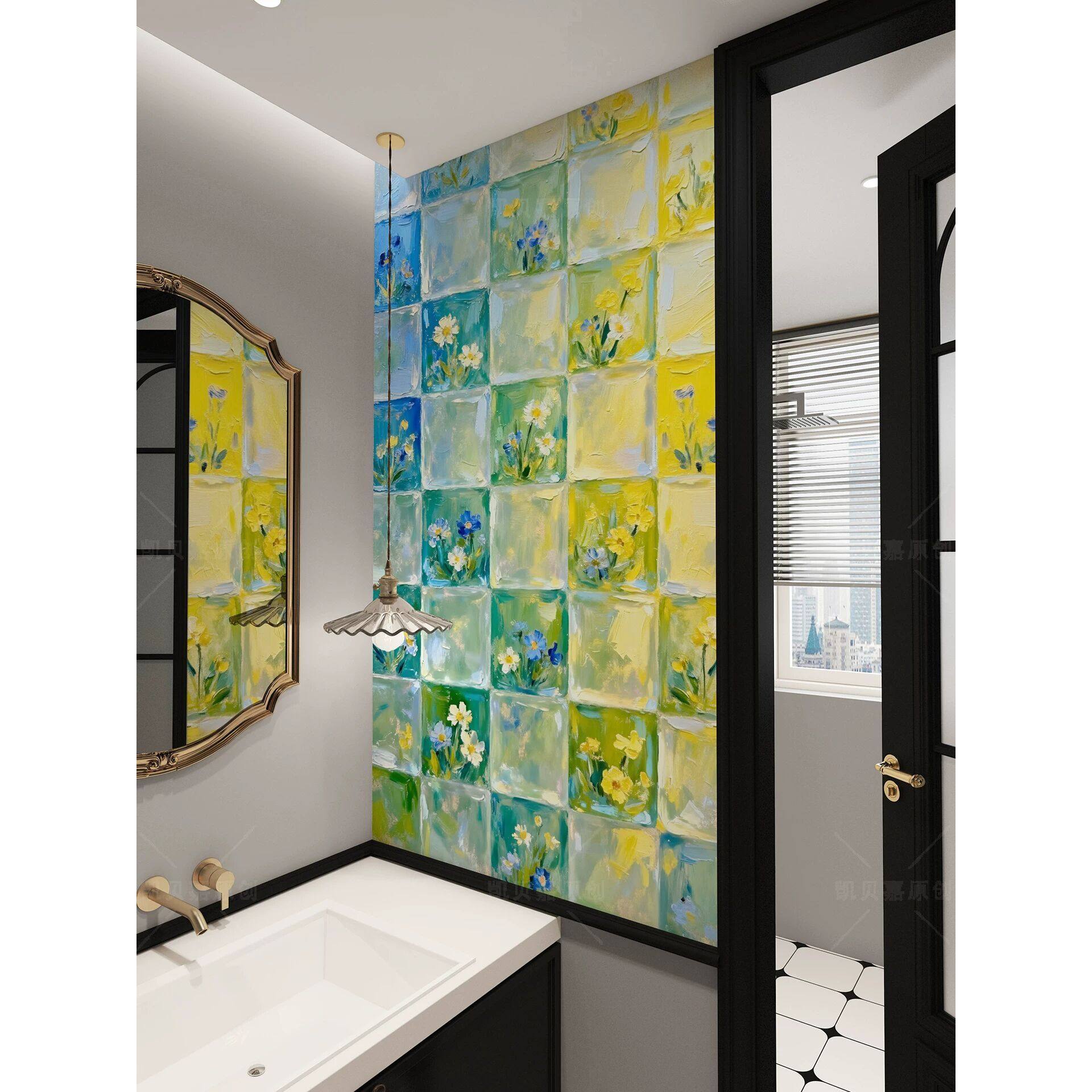 花卉瓷砖贴纸PVC水晶镀膜亮光卫生间厨房卧室背景墙装饰贴墙贴,家居饰品,软装墙贴,淘宝优惠券,粉丝福利购,淘宝优惠卷