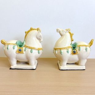 非遗唐三彩手作陶瓷成功谦善马马年招财纳福家居解压摆件礼物文创