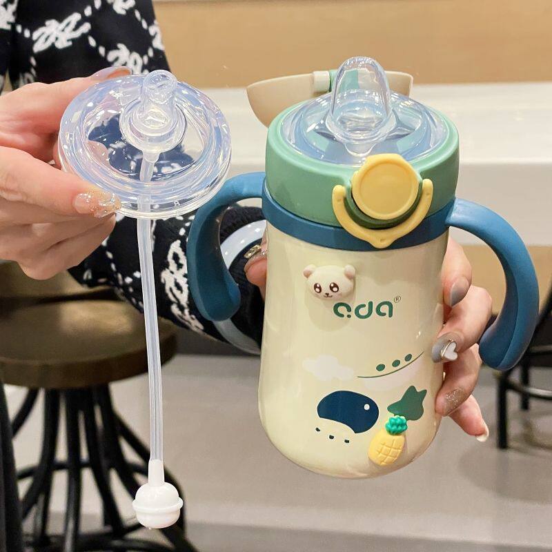 儿童吸管保温杯带手柄可爱学饮杯一岁以上宝宝水杯子婴幼儿小水瓶