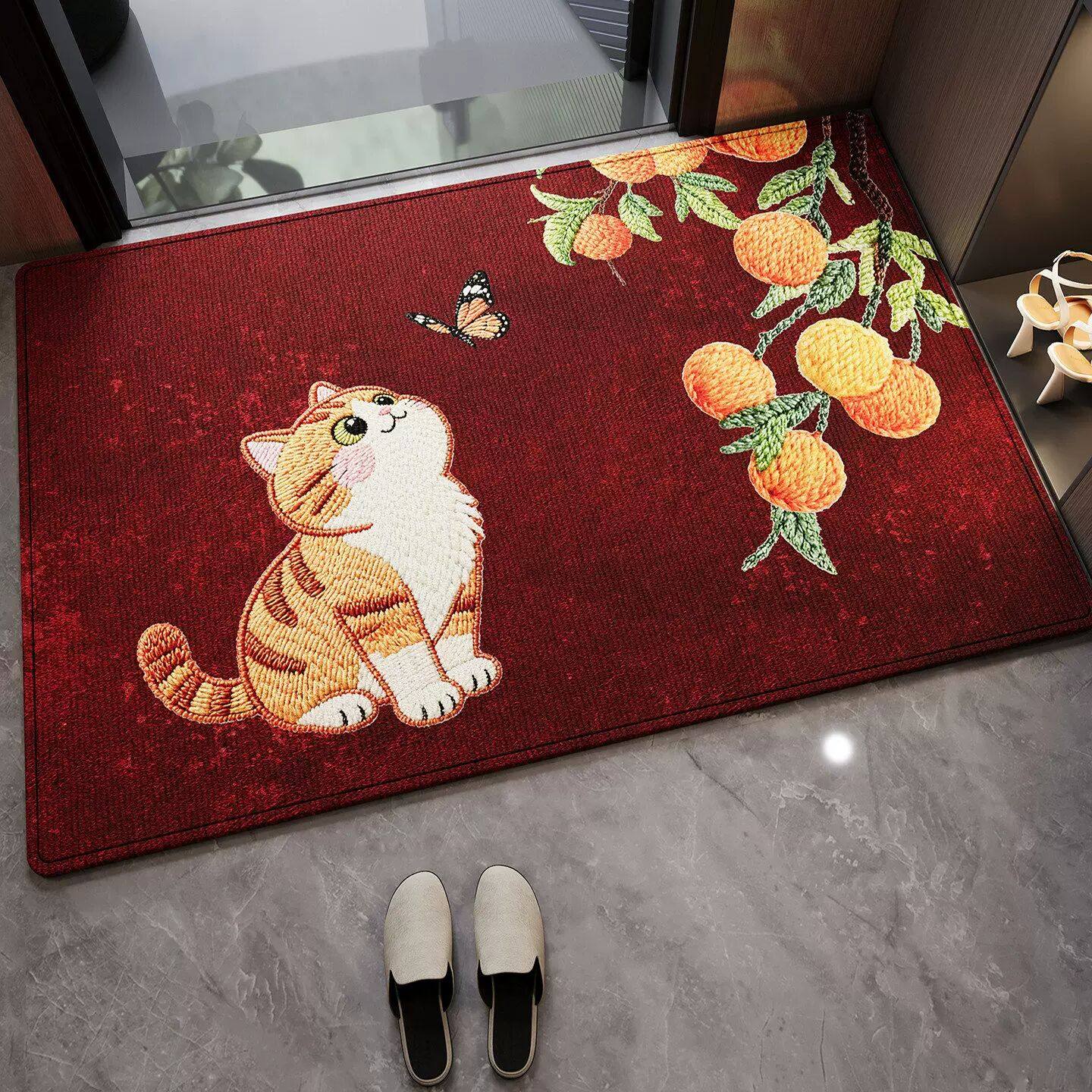 仿刺绣卡通新款红地垫入户门垫进门脚垫家用玄关防滑地毯红色喜庆,居家布艺,入户地垫,淘宝优惠券,粉丝福利购,淘宝优惠卷