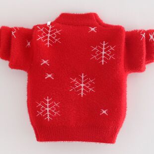 儿童女童毛衣2024加厚新款加绒针织衫水貂打底红色宝宝新年拜年服