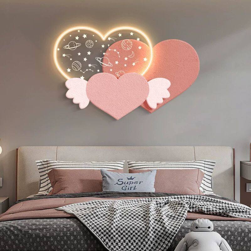 儿童房床头挂画爱心发光灯画氛围画餐厅壁画卧室房间背景墙装饰画,家居饰品,氛围画/灯画,淘宝优惠券,粉丝福利购,淘宝优惠卷