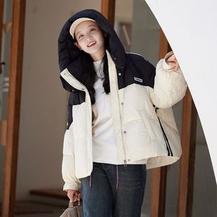 高中学生羽绒服女短款小个子少女冬装加厚白鸭绒外套初中生女冬季