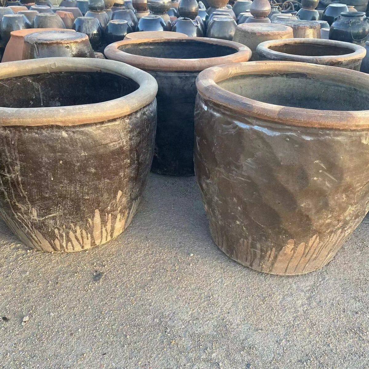 家用发酵储水土陶加厚荷花大号庭院老式陶瓷腌菜米缸水缸酱缸
