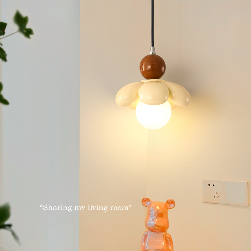 法式奶油风花朵小吊灯卧室可爱少女心床头垂线灯过道玄关灯具casa