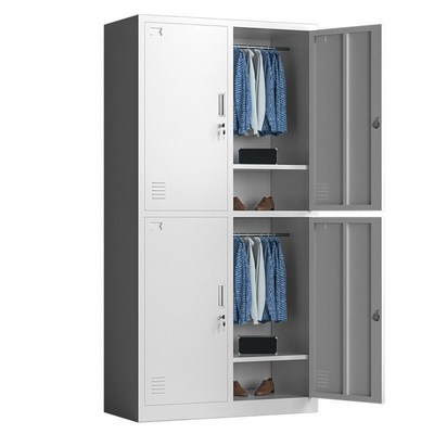 两门铁皮更衣柜收纳神器四门护士宿舍储物柜分层隔板三门员工鞋柜