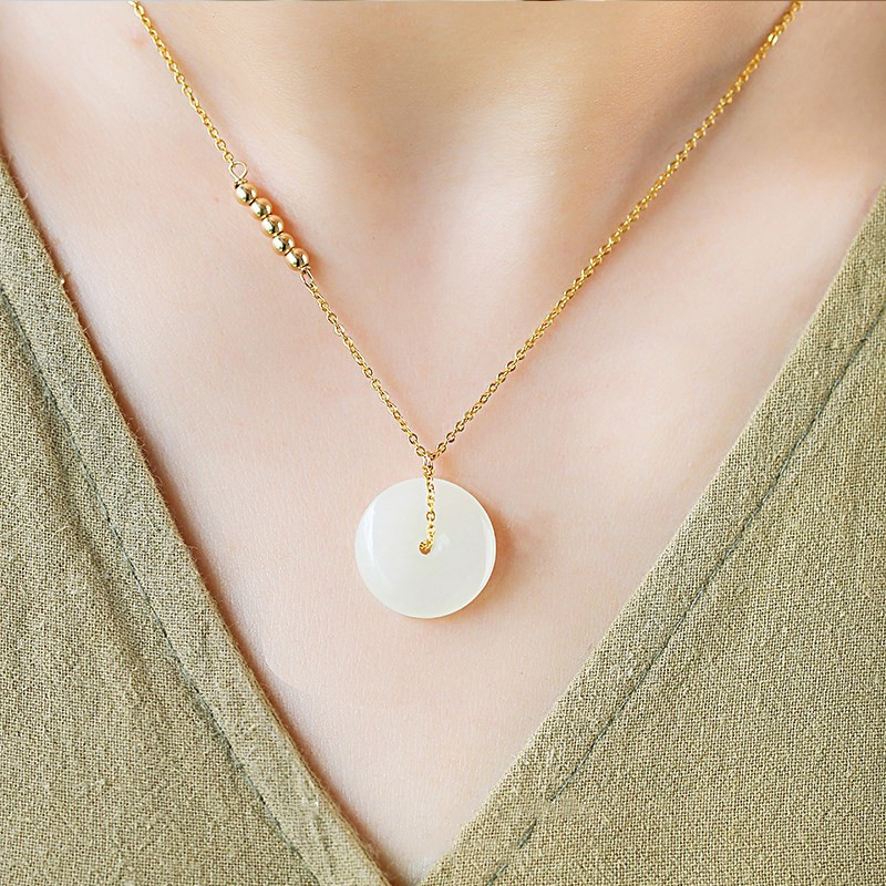 和田玉项链 设计简约 气质冷淡手工项链饰品 厂家直销