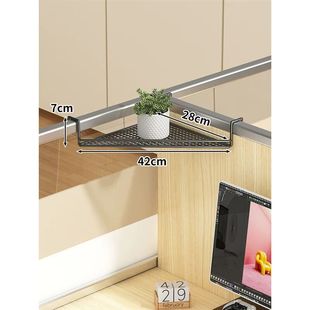 铁艺带挂钩加强办公桌面三角架收纳整理工位隔板置物架三角花盆架