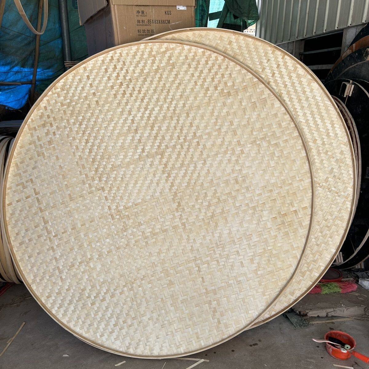 簸箕大竹竹编竹制品手工无孔圆形筛子农家晾晒丰收节晒秋编织家用