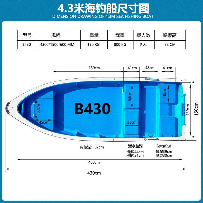 双层玻璃钢活水仓自排水海钓船快艇养殖捕打鱼运输放网渔船捕鱼艇