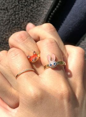 迪士尼疯狂动物城立体头像戒指兔子朱迪狐狸尼克情侣对戒卡通礼物