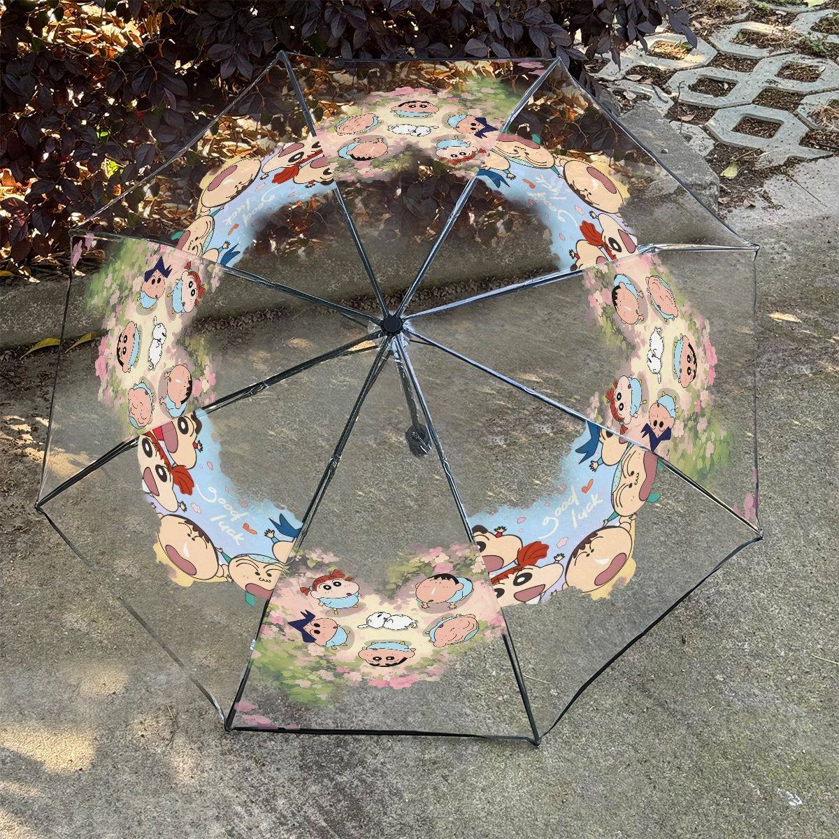 新款蜡笔小新透明雨伞直杆伞女可爱ins风高颜值可爱折叠全自动,居家日用,伞,淘宝优惠券,粉丝福利购,淘宝优惠卷