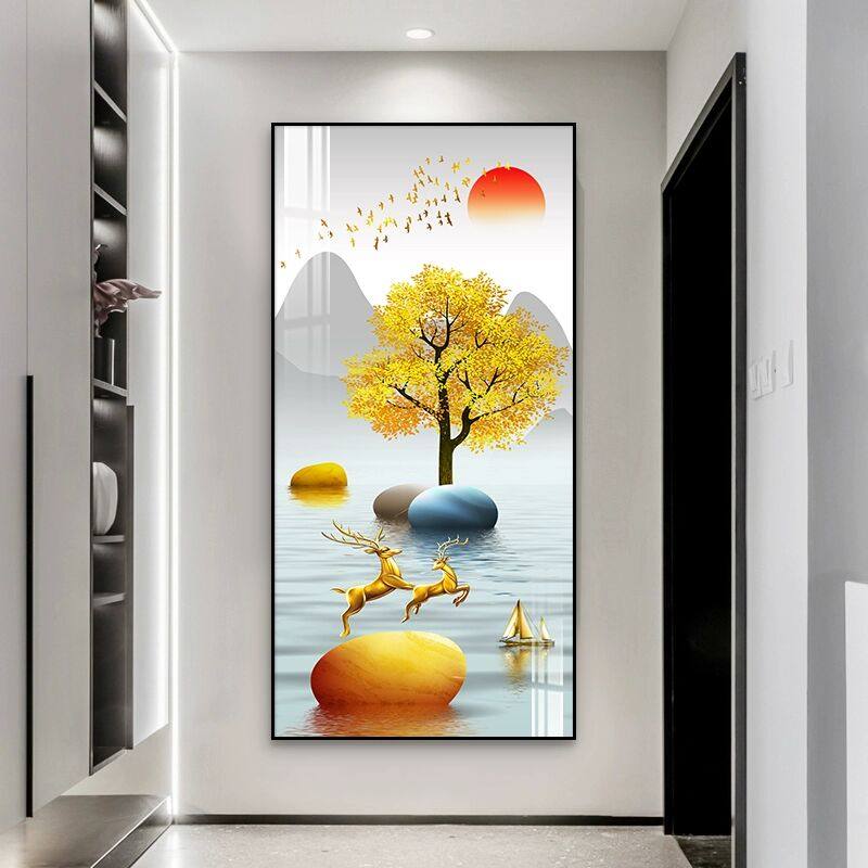 入户玄关装饰画走廊过道现代简约轻奢挂画正对门高级感玄幻墙壁画