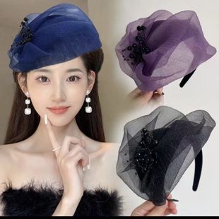 盖白头发的头饰新款欧根纱头饰遮白发发箍爆款洋气百搭气质优雅半