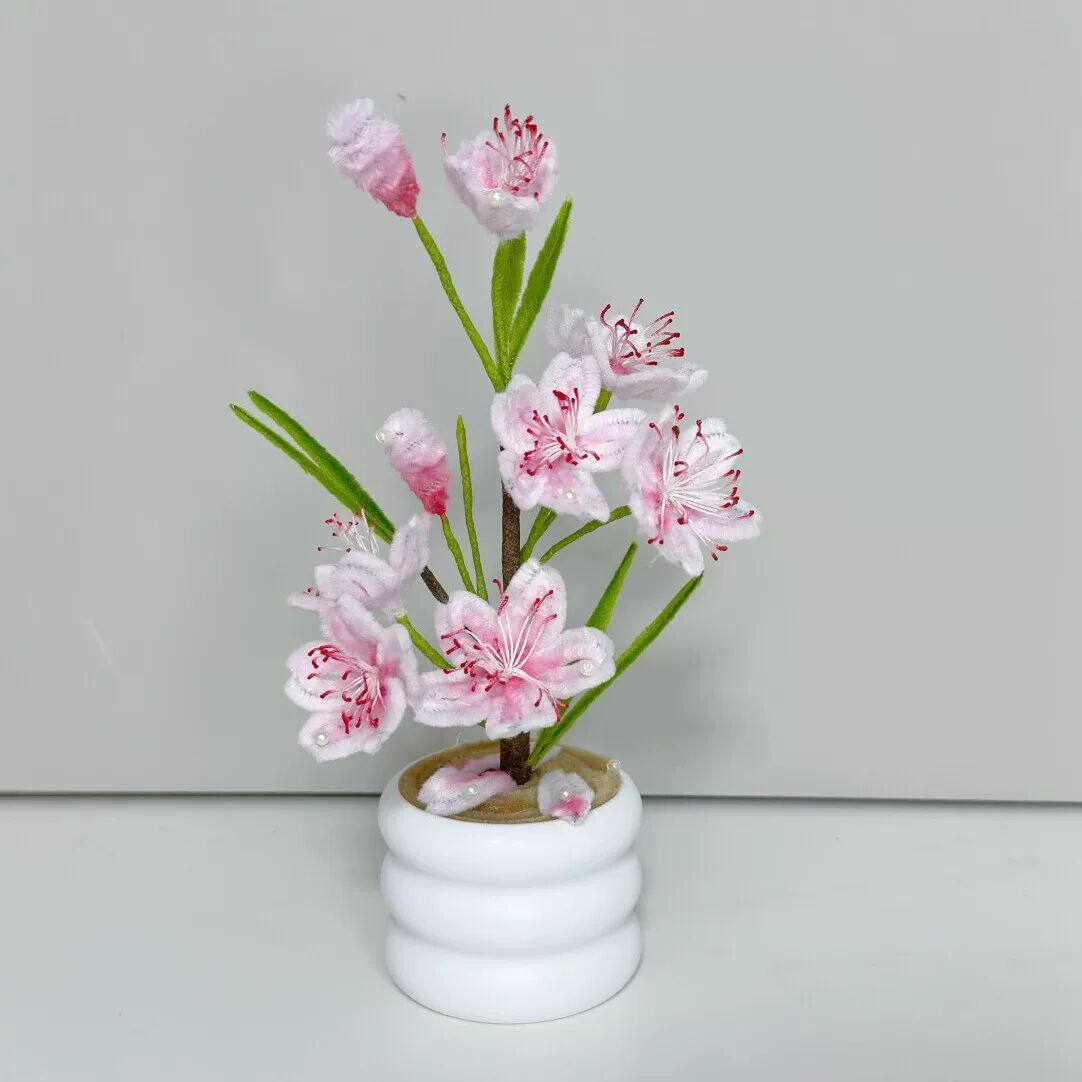 扭扭棒樱花桃花盆栽diy手工编织材料包自制樱花摆件成品送女朋友,玩具/童车/益智/积木/模型,其他手工制作,淘宝优惠券,粉丝福利购,淘宝优惠卷