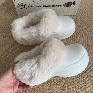 适用厨师鞋勃肯鞋洞洞鞋毛绒内胆冬季保暖加绒加厚毛绒可拆卸鞋套