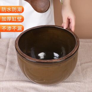 腌肉盆陶瓷和面盆带盖瓦盆发面耐高温猪油盆腌肉缸土陶腌肉专用盆