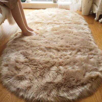 Oval Shaped Soft Fluffy Rug 1 Count Non slip Floor Carpet