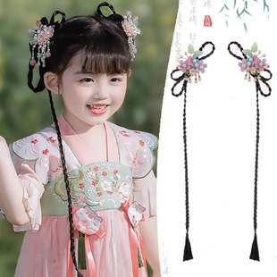 儿童汉服头饰古风女童假发辫子小公主发髻配饰古装造型盘发夹发饰